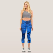 Leggings Capri Effet Paint Splatter Bleu & Noir (Recto)