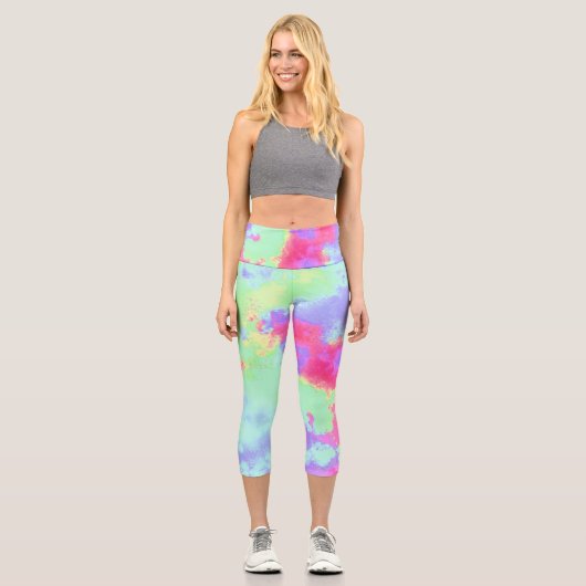 Leggings Capri Effet Peinture arc-en-ciel (Recto)