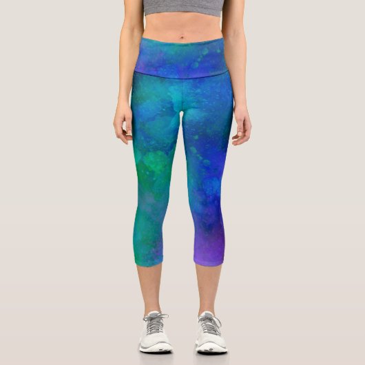 Leggings Capri Effet Splatter de peinture Galaxy (Recto)