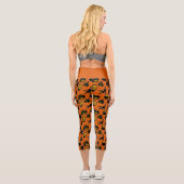Leggings Capri Éffrayant Eye Orange et Black Halloween Motif (Verso)