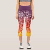 Leggings Capri Eggplant orange et blanc Mandala Yoga Capri (Recto)