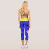 Leggings Capri Electric Blue 80s Memphis Abstrait Style Retro (Verso)