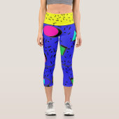 Leggings Capri Electric Blue 80s Memphis Abstrait Style Retro (Recto)