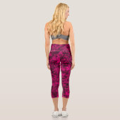 Leggings Capri Electric Pink & Black Abstract Marble (Verso)