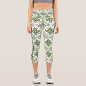 Leggings Capri Élégance de noeud celtique - Harmonie verte et bla (Recto)