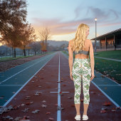 Leggings Capri Élégance de noeud celtique - Harmonie verte et bla