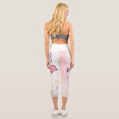 Leggings Capri Élégance en floraison : Rose & Papillon (Verso)