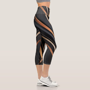 Leggings Capri Élégance Géométrique Métallique Art Déco