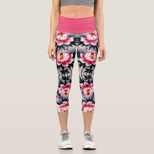 Leggings Capri Elegance in Bloom: Floral Harmony Printed (Recto)