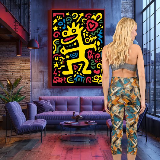 Leggings Capri Elégance rustique : Motif Abstrait géométrique ter