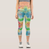 Leggings Capri Elégant Abstrait Arc-en-ciel Couleurs noir (Recto)