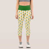 Leggings Capri Élégant ananas tropical jaune et vert (Recto)