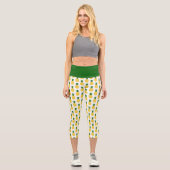 Leggings Capri Élégant ananas tropical jaune et vert (Recto)