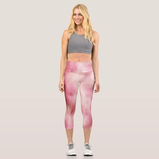 Leggings Capri Élégant animal blanc rose fille (Recto)