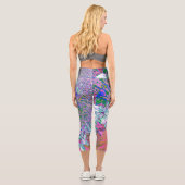 Leggings Capri Elegant Aqua et Purple Limelight Hydrangea Détail (Verso)