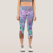Leggings Capri Elegant Aqua et Purple Limelight Hydrangea Détail (Recto)