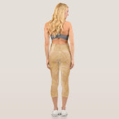 Leggings Capri Élégant Arrière - plan de la feuille d'or (Verso)