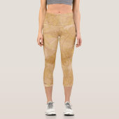 Leggings Capri Élégant Arrière - plan de la feuille d'or (Recto)