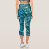 Leggings Capri Elégant bleu eau turquoise motif vagues de lac océ (Verso)
