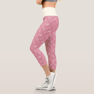 Leggings Capri Élégant cheval blanc rose Vintage