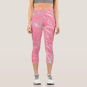 Leggings Capri Elégant dessin de l'arbre d'automne rose (Recto)