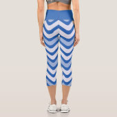 Leggings Capri Élégant exercice de yoga Motif Chevron Blue Wavy (Verso)