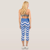 Leggings Capri Élégant exercice de yoga Motif Chevron Blue Wavy (Verso)