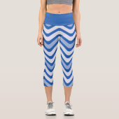 Leggings Capri Élégant exercice de yoga Motif Chevron Blue Wavy (Recto)