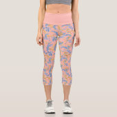 Leggings Capri Élégant exercice de Yoga Motif rose bleu arabe (Recto)
