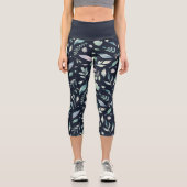 Leggings Capri élégant feuillage bleu hiver (Recto)
