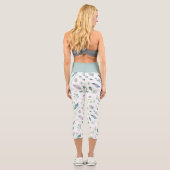 Leggings Capri élégant feuillage bleu hiver (Verso)