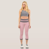 Leggings Capri Élégant Fille Solide Couleur Rose Gris Gris (Recto)
