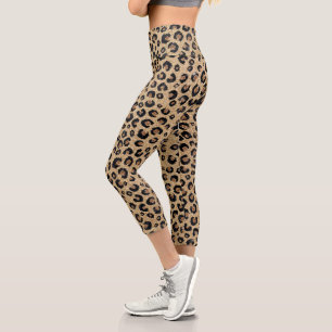 Leggings Capri Elegant Gold Glitter Black Leopard