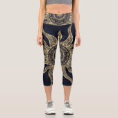 Leggings Capri Elégant Gold Sun Mandala Blue Nebula Design (Recto)
