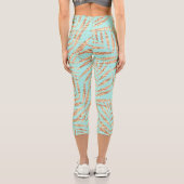 Leggings Capri Elégant Gold Tropical Palm Feuille Mint Design (Verso)