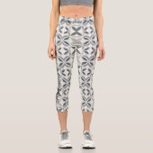 Leggings Capri Elégant gris et blanc géométrique personnalisable (Recto)