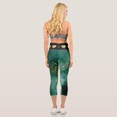 Leggings Capri Élégant Malachite Gold Hearts Motif (Verso)