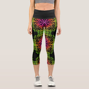 Leggings Capri Elégant mandala botanique coloré