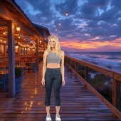 Leggings Capri Elégant Motif bleu marine : Personnaliser le logo 