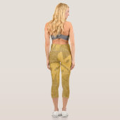 Leggings Capri Élégant Motif classique de feuille d'or Ocher (Verso)