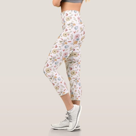 Leggings Capri Elégant Motif d'aquarelle d'automne (Gauche)