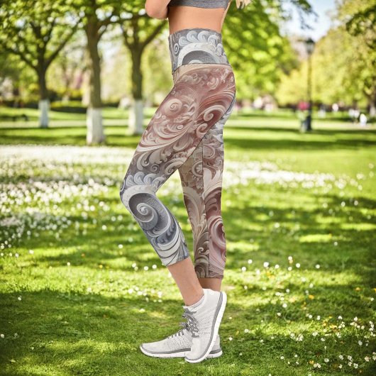 Leggings Capri Élégant Motif de dentelle Pastel Gradient