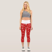 Leggings Capri Élégant Motif de Noël rouge et blanc (Recto)
