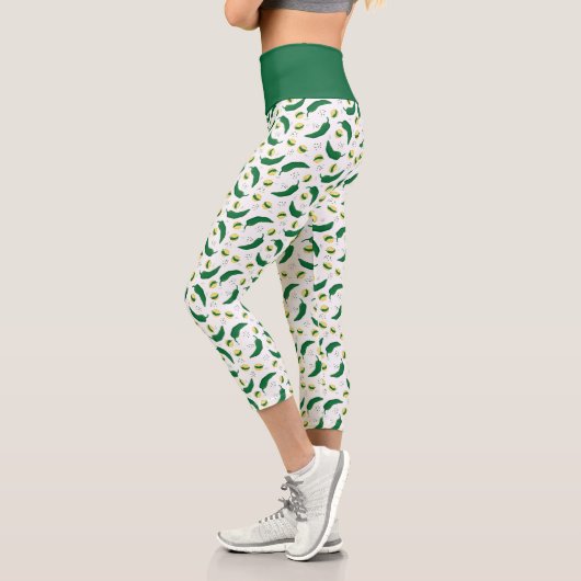 Leggings Capri Élégant Motif du Chili vert (Gauche)