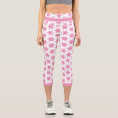 Leggings Capri Élégant motif rose floral blanc (Recto)