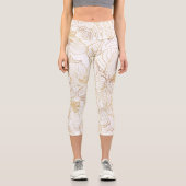 Leggings Capri Elégant Or Fleurs de Fleurs de Fleurs de Cerisier  (Recto)
