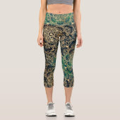 Leggings Capri Elégant or Mandala Floral Vert bleu (Recto)