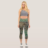 Leggings Capri Elégant or Mandala Floral Vert bleu (Recto)