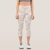 Leggings Capri Elégant or Oeil Soleil Lune Mandala Blanc (Recto)