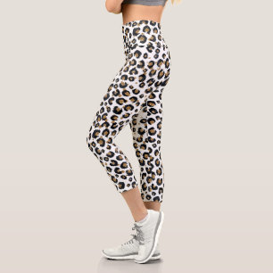 Leggings Capri Élégant Parties scintillant d'or Motif Leopard